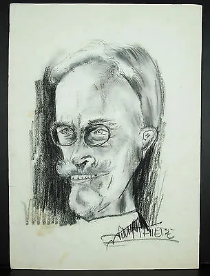 J M Thiere C 1980 Drawing Portrait Charcoal And Highlights Of Gouache 45 CM • £59.27