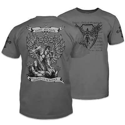 Saint Michael Defend Us Patriotic T-Shirt American Pride Veteran Support Tee • $32.99