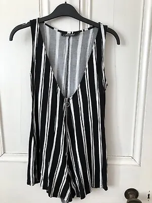 Black And White Striped Sleeveless Cotton Short Playsuit By Motel Size XS VGC • $3.72