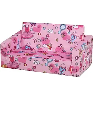 Girl Kids Double 2 In 1 Folding Chair Bed Mattress Sofa Bed Fold Out Gift (Pink) • £65.95