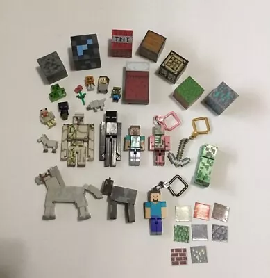 Minecraft Action Figure Lot Steve Enderman Animals Chest Bed Magnets Blocks • $18