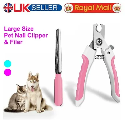 Pet Nail Clippers Cat Dog Rabbit Animal Claw Trimmer Grooming + Nail File Large • £5.67