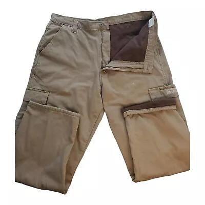 Wrangler Tan Fleece Lined Cargo Pants Size 38 X 30 Pockets Work Utility... • $14.92