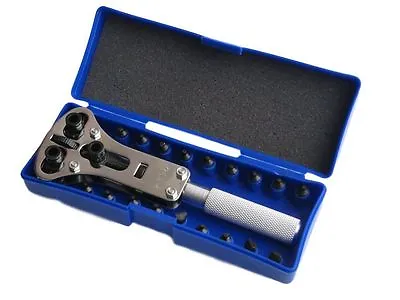 Watch Back Battery Cover Opener Wrench Screw Remover Tool Kit With Blue Case • £6.49