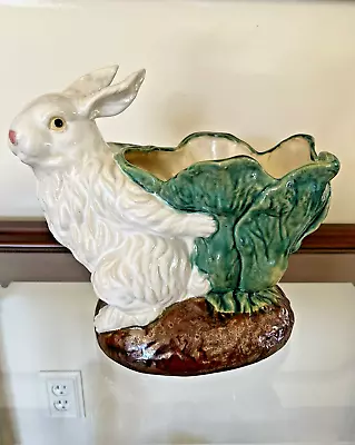 Majolica Vintage Large Bunny Rabbit Planter • $99