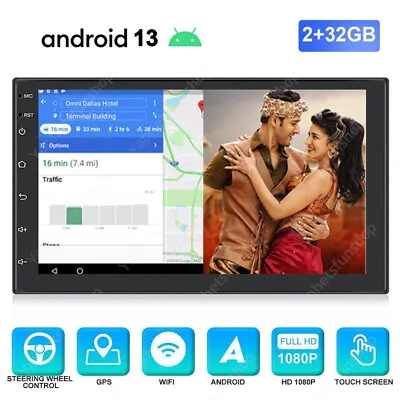 7  Android 13 Auto Car Stereo Carplay GPS NAVI FM Radio 2 DIN 2+32GB Bluetooth • $47.39