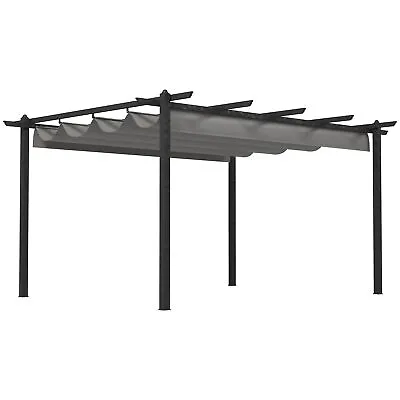 Outsunny 4 X 3(m) Aluminium Pergola Gazebo Garden Shelter W/ Retractable Roof • £329.99