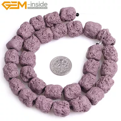 Tube Cloumn Lava Rock Stone Loose Beads For Jewlery Making Strand 15  12x14mm • £3.91