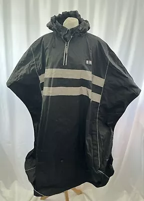 No Rain DK Rain Poncho Black Size L Hooded Polyester Men’s • £8.99