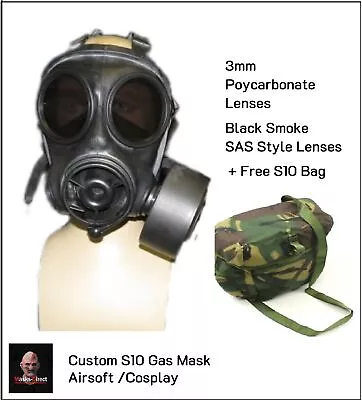 S10 Gas Mask Single Filter Black Smoke 2mm Polycarbonate Lenses. Size 2 • $160.39