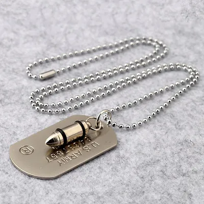 £4.39 • Buy Men Male Necklace Soldier Military Dog Tags Ball Chain Army Bullet Pendants