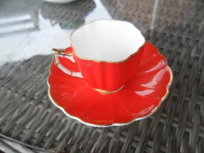 £7.50 • Buy Rare - Vintage Art Deco Cup & Saucer Victoria C&e Bone China - Red/gilt