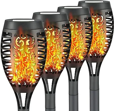 £11.99 • Buy 4pcs Solar Torch Light Flame LED Waterproof Flickering Dancing Path Garden Lamp