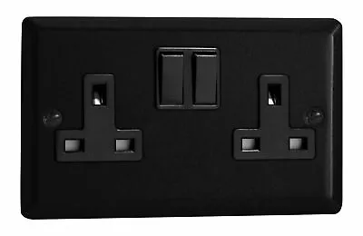 £14.25 • Buy Varilight XY5B.MB Urban Matt Black 2 Gang Double 13A Switched Plug Socket