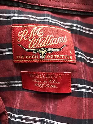 RM Williams Shirt Size Large Red Blue White Check • $36.50