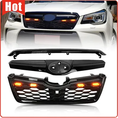 3PCS Fits 2014 2015 2016-2018 Subaru Forester Front Upper Grille Grill W/lights • $135