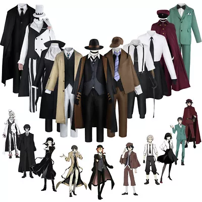 Anime Bungo Stray Dogs Mens Cosplay Costume Suit Outfits Uniform Wig Fancy Dress • £19.06