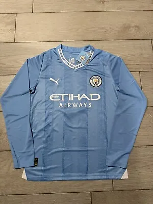 Manchester City Home Soccer Jersey  Haaland Large Men’s Long Sleeve Slim Fit • $54.99