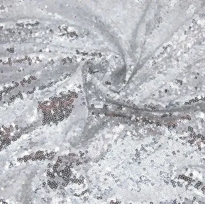£7.99 • Buy Silver 3mm Sequin Fabric Sparkly Shiny Bling Material Cloth 130cm Wide 1 Metre