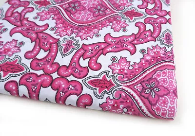 Vintage Retro DOUBLE - COTTON Sheet  - New Old Stock NOS - HOT PINK Paisley • $75.95