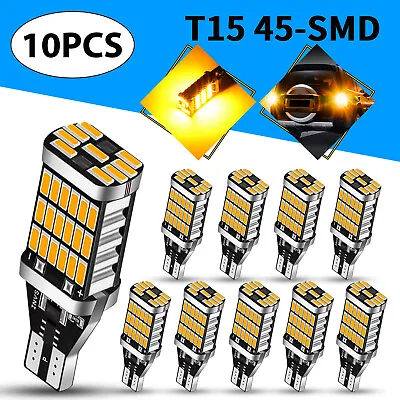 10X Super Bright T15 921 912 45-SMD LED Reverse Backup Light Bulbs Amber Yellow • $11.98