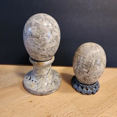 Vintage Alabaster Marble Eggs With Stands • $15