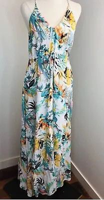 Boho Australia Cut Away Shoulder Floral Elastic Waist MIDI Dress Women’s Size M • $5