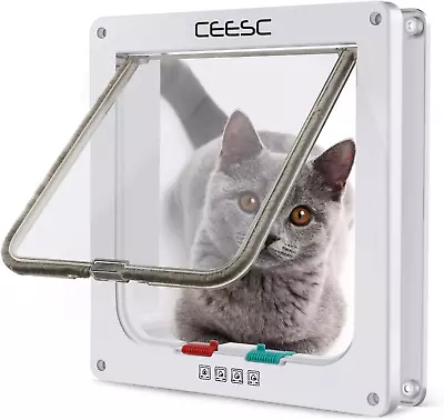 Cat Flap Door Magnetic Pet Door With 4 Way Lock For Cats Kitties And Kittens 3 • $28.74