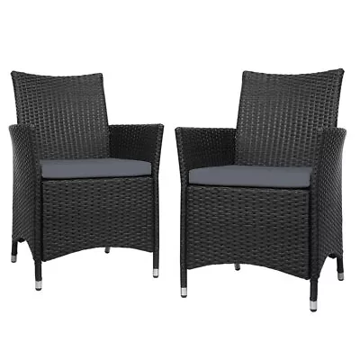 $222.95 • Buy Outdoor Bistro Set Chairs Patio Furniture Dining Wicker Garden Cushion X2 Gardeo