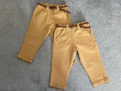 £6.99 • Buy 2 X Girls Trousers Next Mustard Chinos Belted Age 4 Years