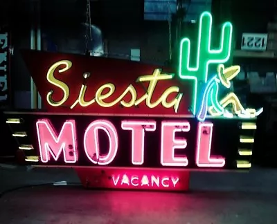 New  Siesta Motel  Painted Neon Sign 7 FT W X 71  H • $8500