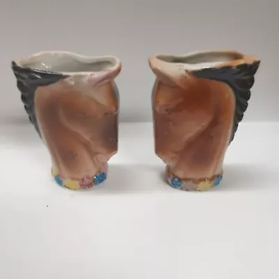 Vintage Japan Small Horse Head Vase Planter  Hand Painted Set Of 2 • $40