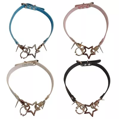 PU Leather Star Pendant Short Necklace For Women Trend Cosplay Clavicle Choker • $17.84