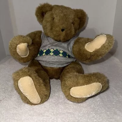 The Vermont Teddy Bear Company Brown Jointed Plush Teddy Bear 16” Vintage USA • $14.99