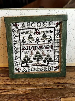 Dollhouse Miniature 1:12 -Framed Needlework Sampler Artisan -2 3/4”x3”-Trees • $119