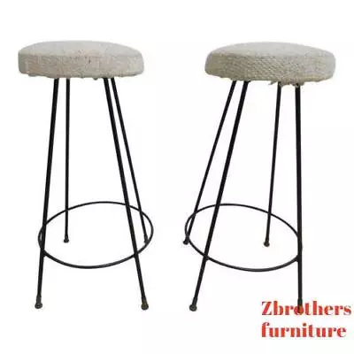 Pair Of Mid Century Hair Pin Swivel Bar Counter Stools Chairs   B • $359.10