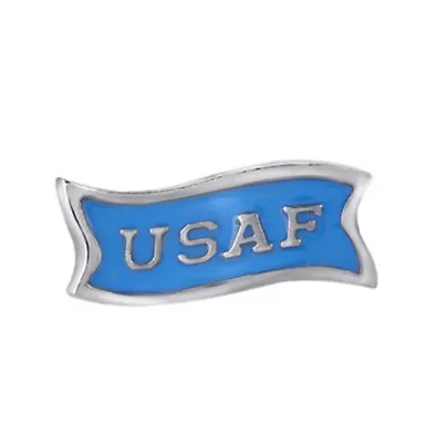 Origami Owl SILVER & BLUE USAF AIR FORCE BANNER Floating Enamel MILITARY Charm • $3.99