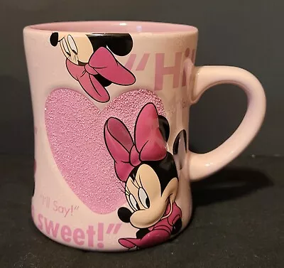 Disney World Authentic Minnie Mouse Pink Textured Heart Coffee Mug • $8.99