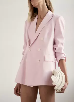 $89.99 • Buy Zara Woman Nwt Double Breasted Blazer With Pockets Pink Jacket M L 3031/701
