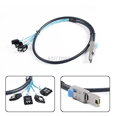 Mini SAS SFF-8088 To 4 SATA 3 6gbps HDD External Multilane SAS Server Cable 1M • $17.99