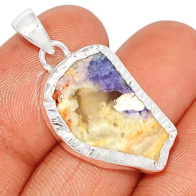 Natural Violet Flame Opal Slice - Mexico 925 Silver Pendant Jewelry CP8205 • $12.99