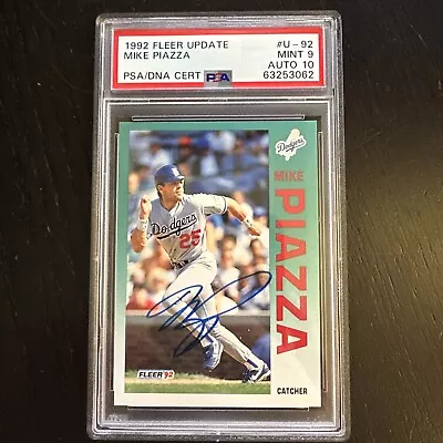 Mike Piazza 1992 Fleer Update #u-92 PSA 9 Auto 10 Hof Signed Rc Rookie Autograph • $299.99