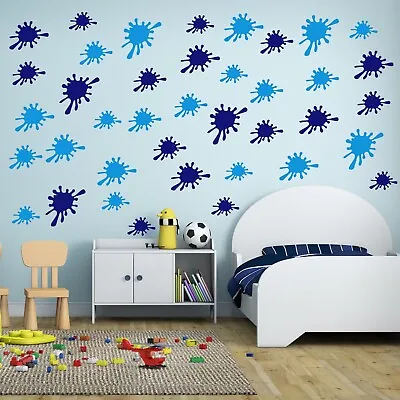 PAINT SPLATS Girls Boys Bedroom Vinyl Wall Stickers Decals *2 SIZES* 20 COLOURS • £6.99