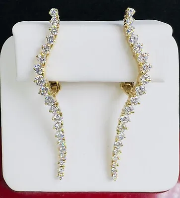 14K Yellow Gold Jose Hess Vintage Diamond Drop Designer Earrings • $2999.99