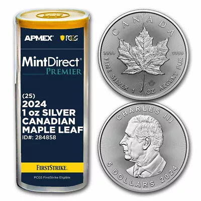 2024 CAN Silver Maple Leaf (25-Coin MD® Premier Tube + PCGS FS) • $876.67