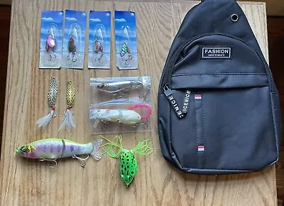 Miscellaneous Fishing Lure Lot. Includes Bag Whopper Plopper Lure Spinners!! • $15