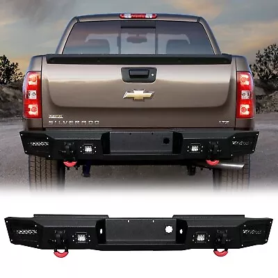 Vijay For 1999-2006 Chevy Silverado 2500/3500 Rear Bumper Black W/Lights+D-Rings • $625.98