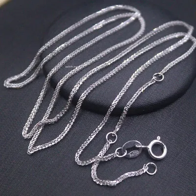 Real 18K White Gold Necklace For Women 1mm Adjust Wheat Link Chain 18inch /1.4g • $188.78