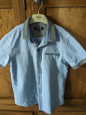 £3 • Buy Boys Blue Shirt With Check Collars Age 9/10