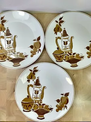 Vintage Mikasa Mocha 2015-W Focus Shape 10 Inch Dinner Plates Lot Of 3 • $24.90